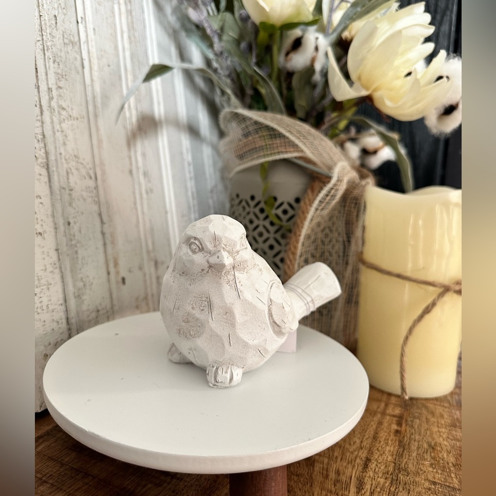 Wood Carved Bird - White